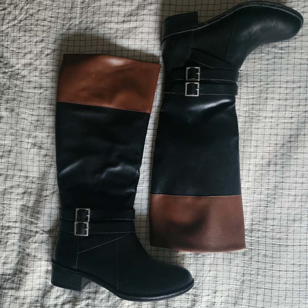 Arizona Jean Company Black and Brown Over the Knee Boots
